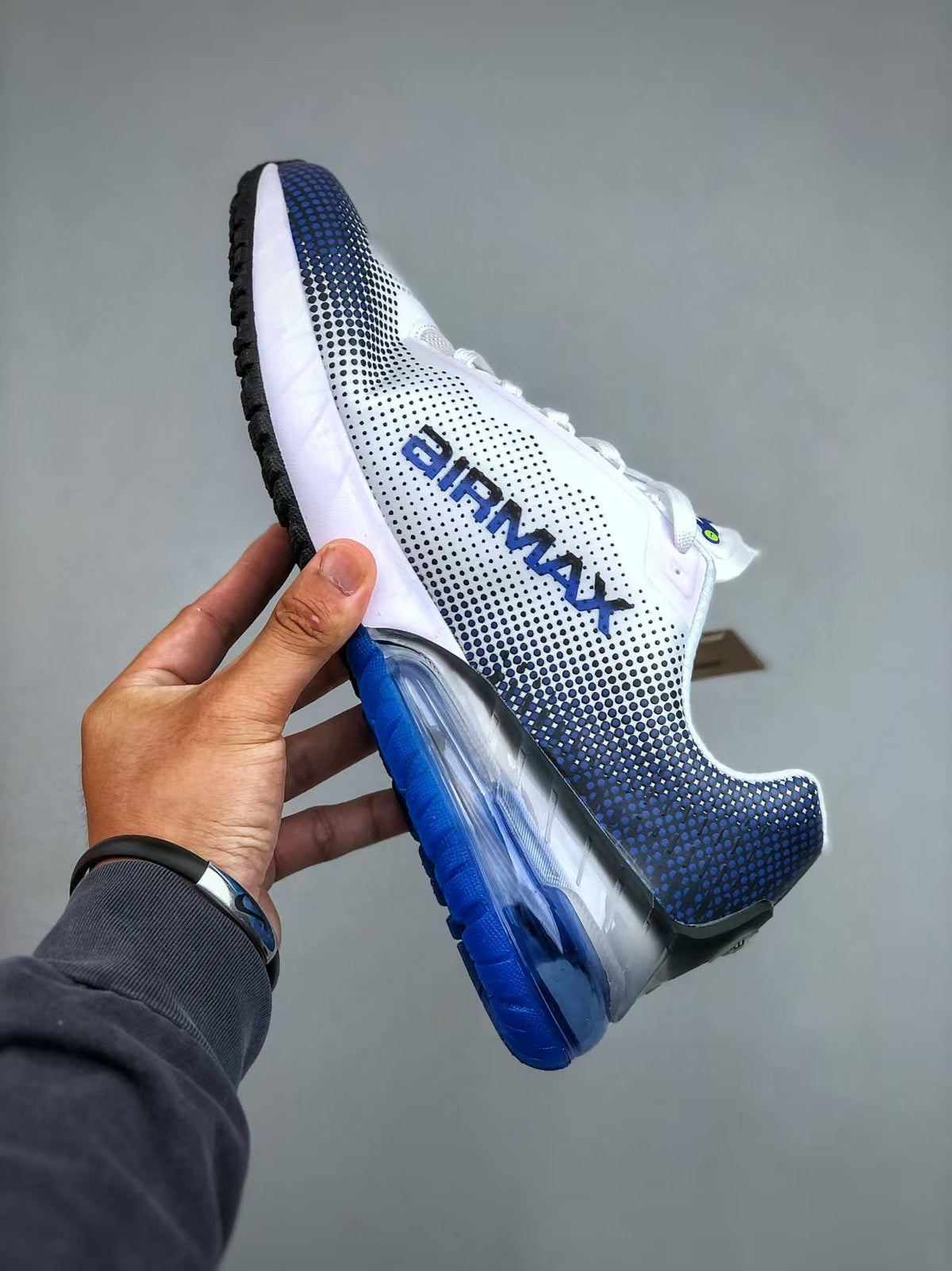 Nike Air Max White and Blue Running-Style Sneakers