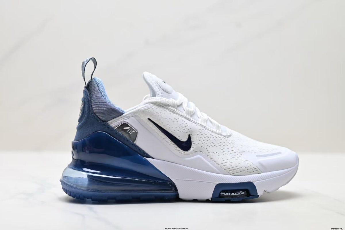Nike Air Max 270 White and Deep Blue Sneakers