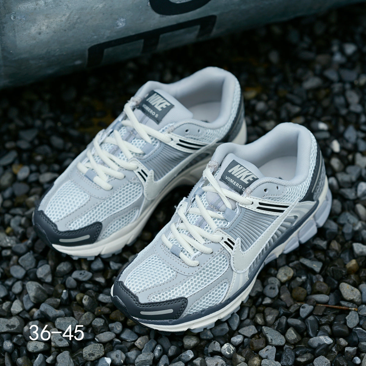 Nike Air Zoom Vomero 5 Sneakers in Light Gray and Navy