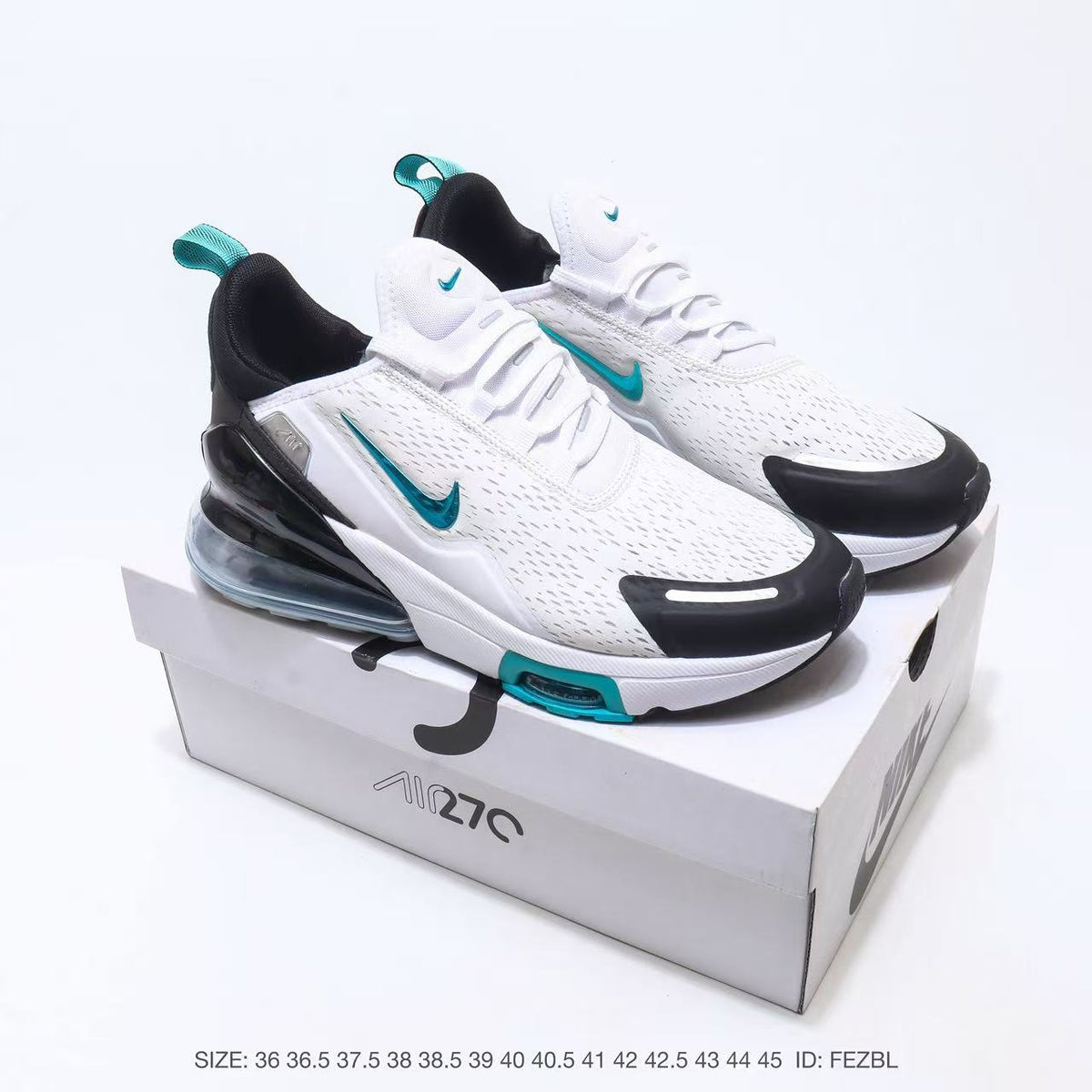 Nike Air Max 270 White Black Teal Sneakers