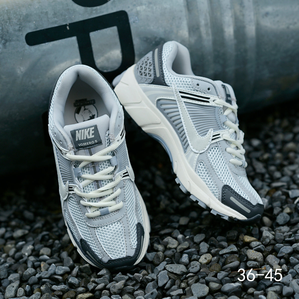 Nike Air Zoom Vomero 5 Sneakers in Light Gray and Navy