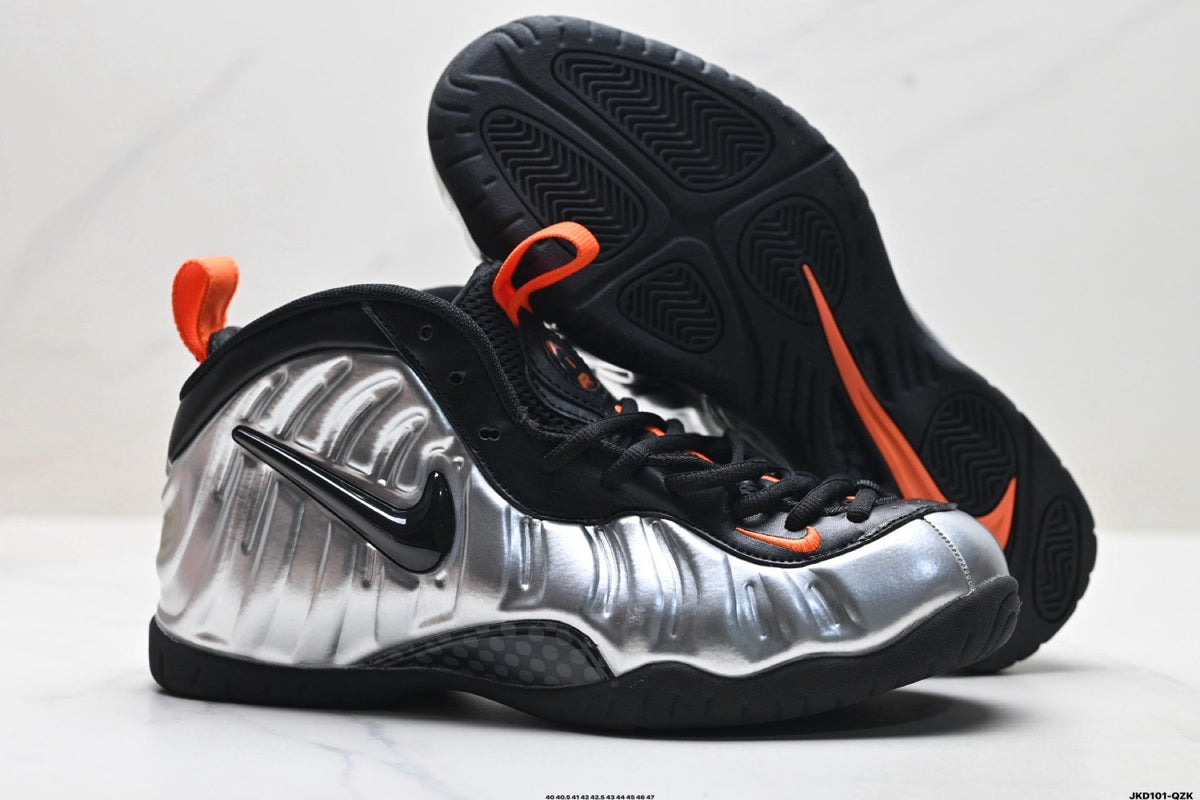 Nike Air Foamposite Max Sneakers Black Silver Orange