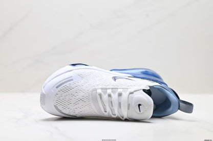 Nike Air Max 270 White and Deep Blue Sneakers