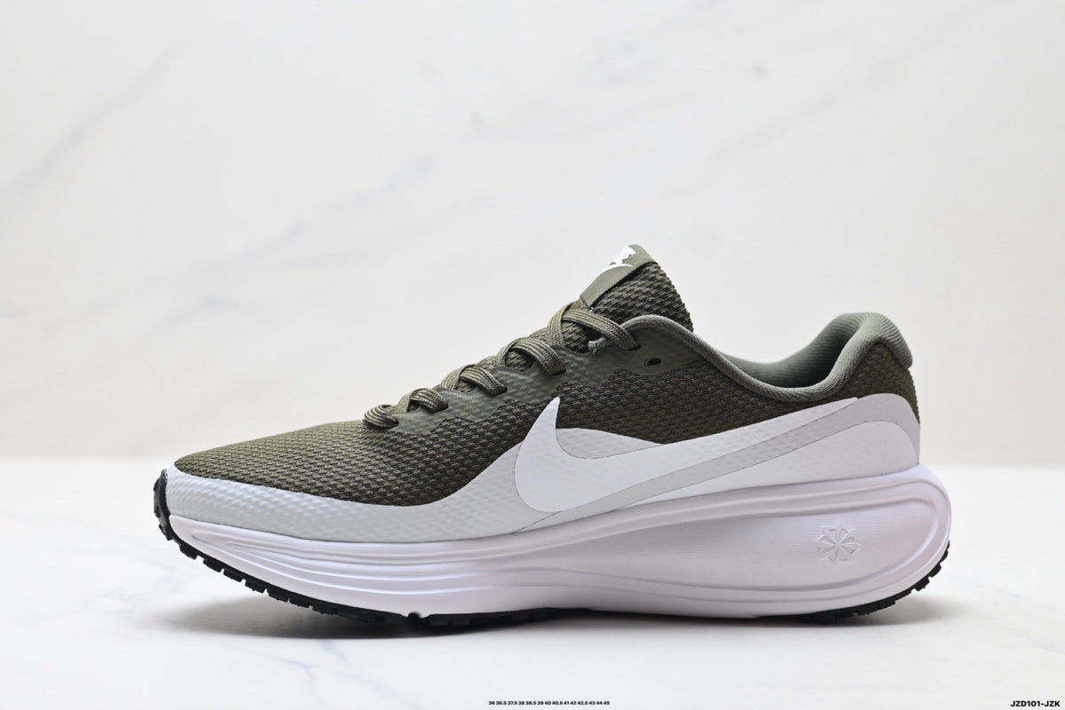 Nike Revolution 8 Olive Green and White Running Shoes