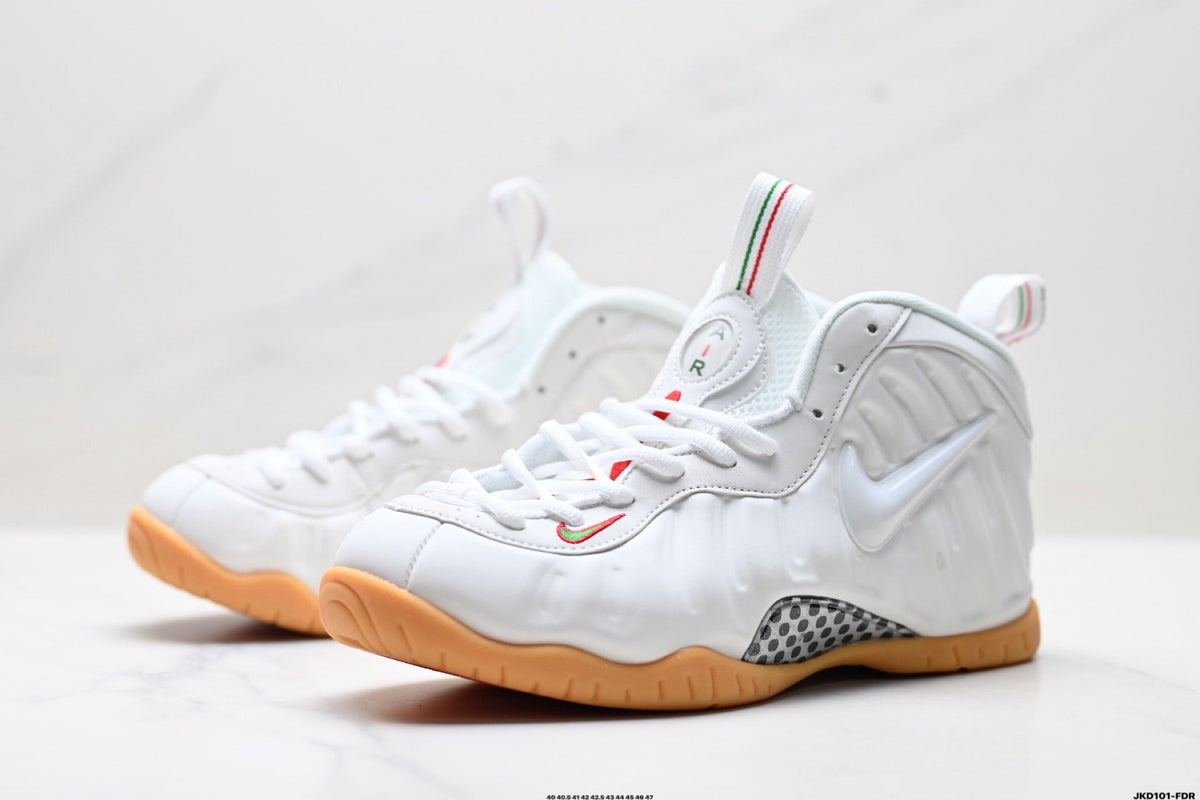 Nike Air Penny Foamposite Sneakers White and Gum