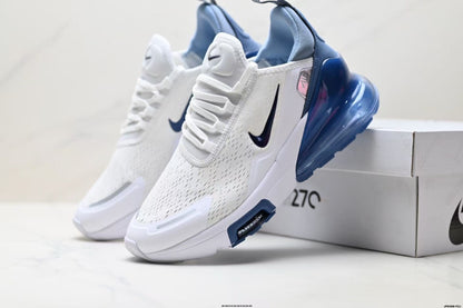 Nike Air Max 270 White and Deep Blue Sneakers