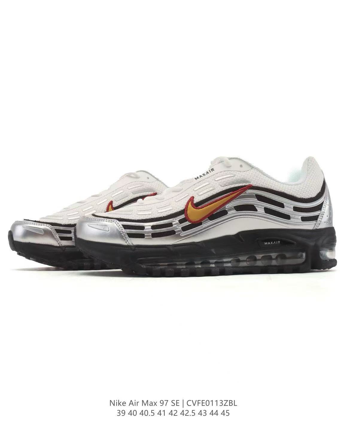 Nike Air Max 97 SE White Silver Gold Sneakers CVFF013ZBL