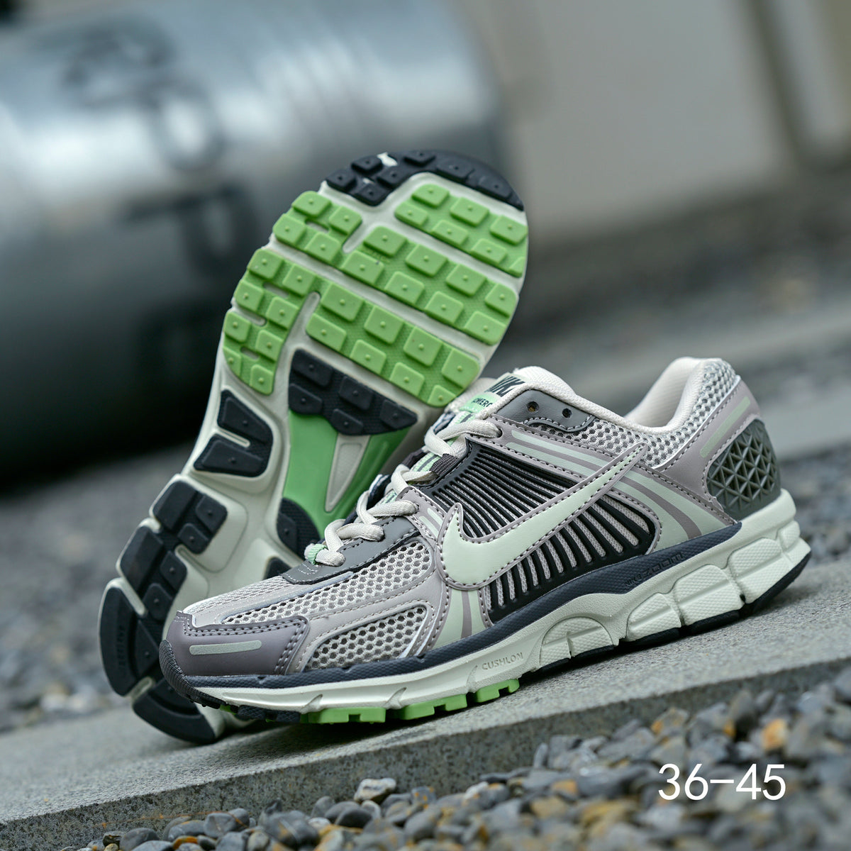 Nike Air Zoom Vomero 5 Sneakers in Gray and Volt Green