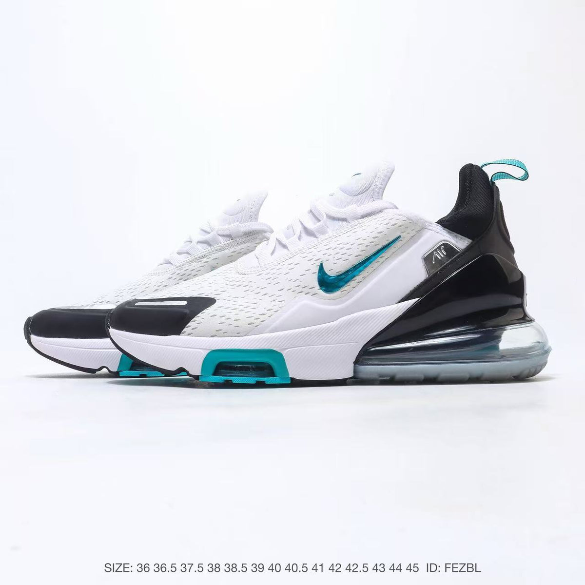 Nike Air Max 270 White Black Teal Sneakers