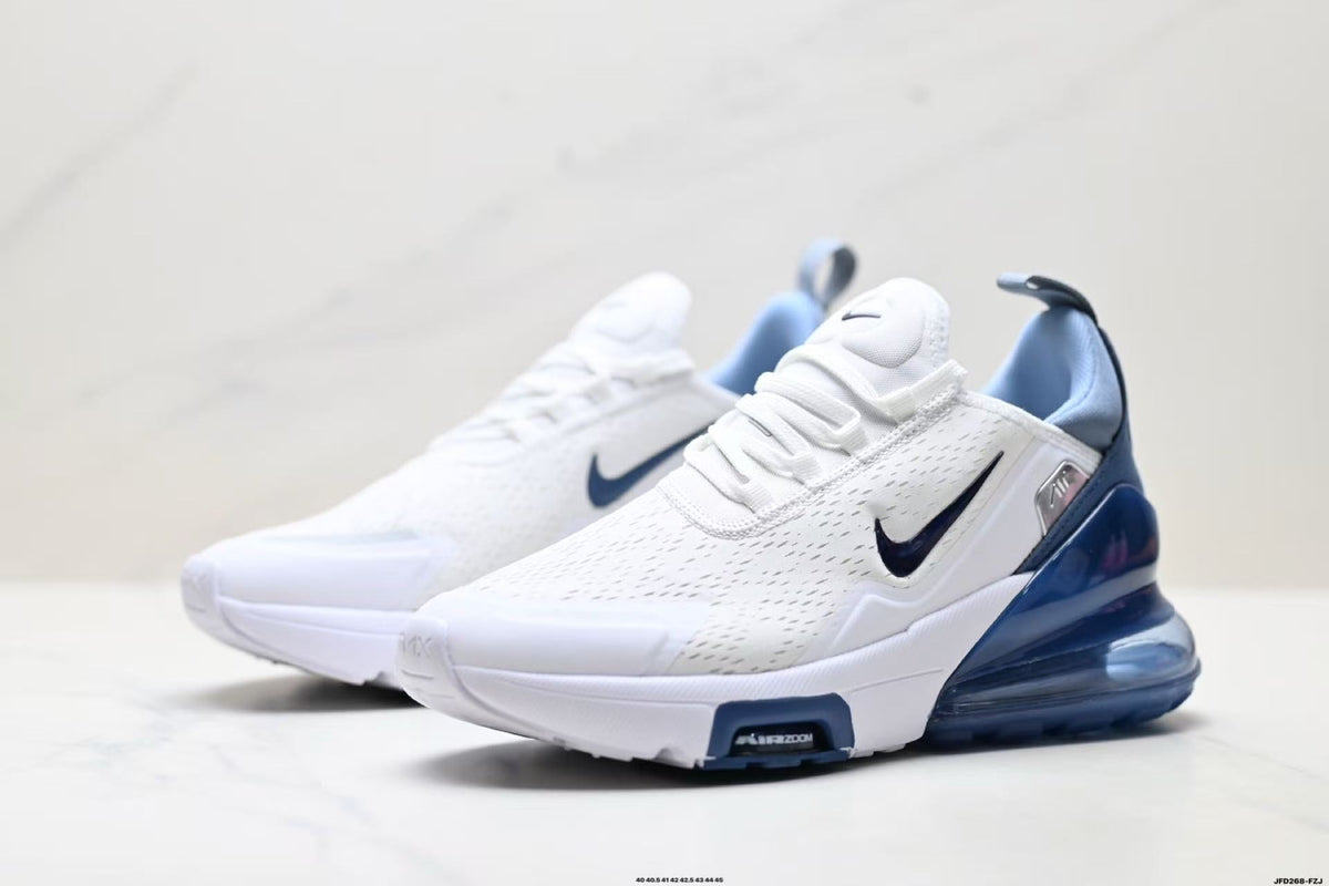 Nike Air Max 270 White and Deep Blue Sneakers