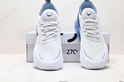 Nike Air Max 270 White and Deep Blue Sneakers