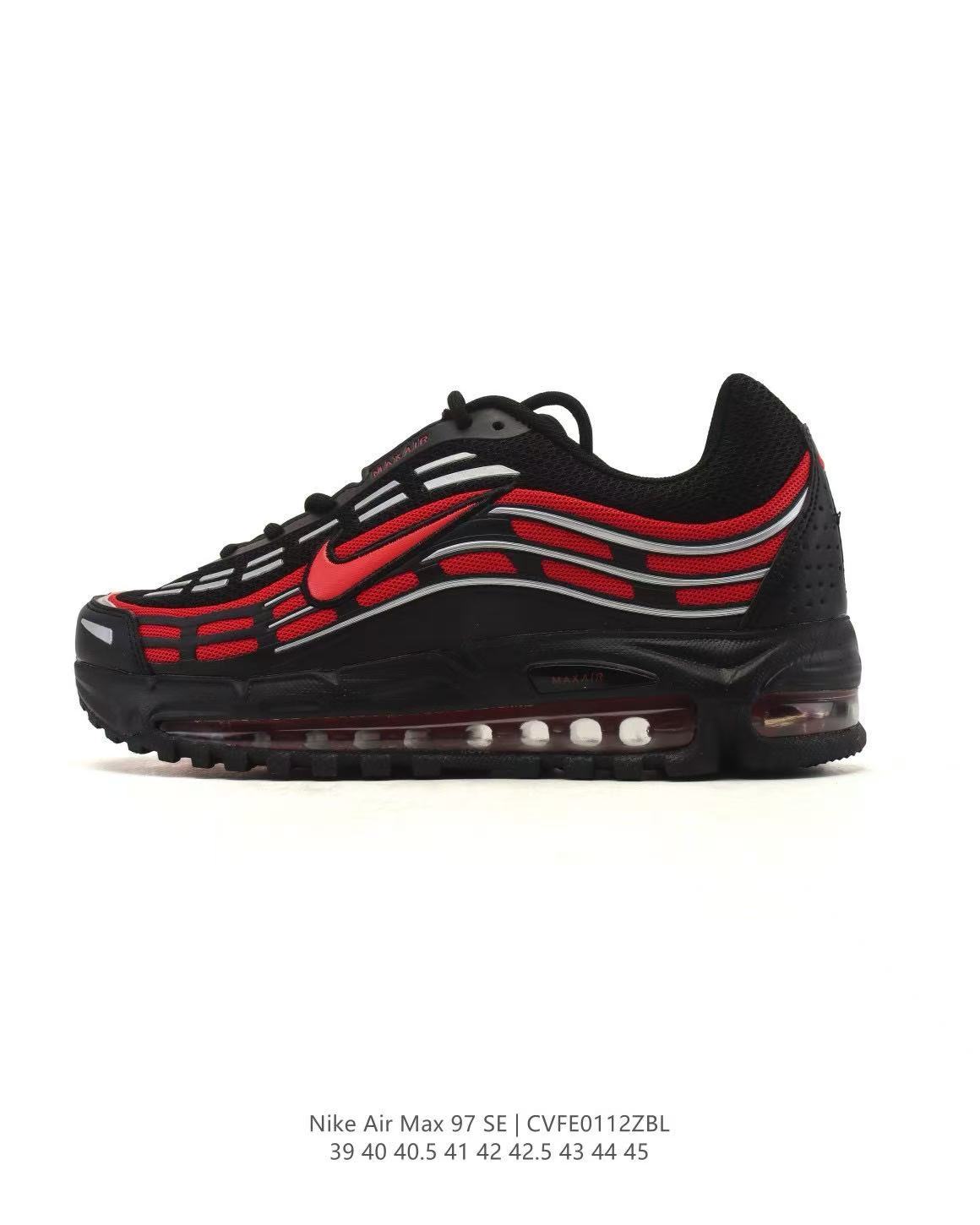 Nike Air Max 97 SE Black Red Sneakers CVFE0112ZBL