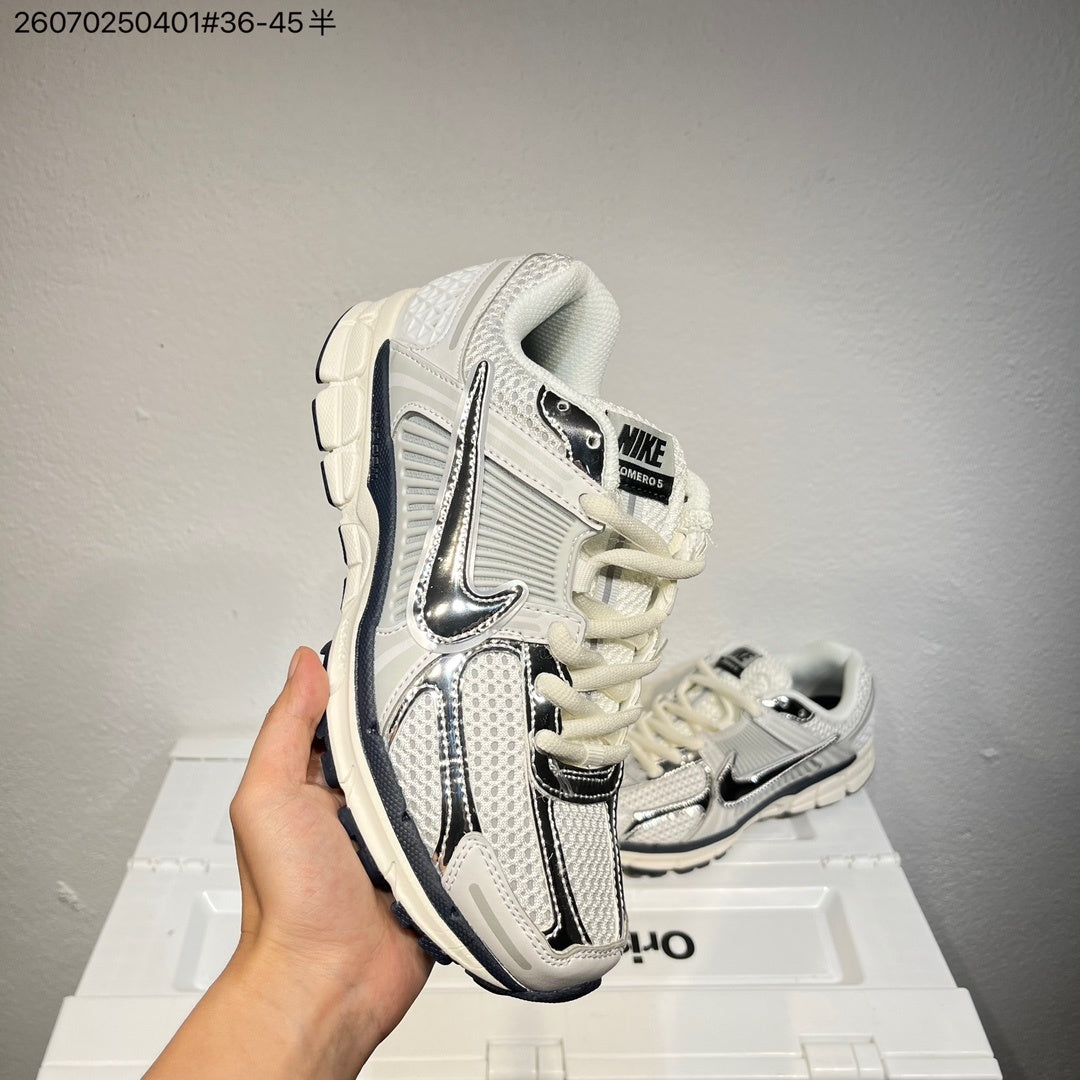 Nike Air Zoom Vomero 5 Sneakers, White and Black