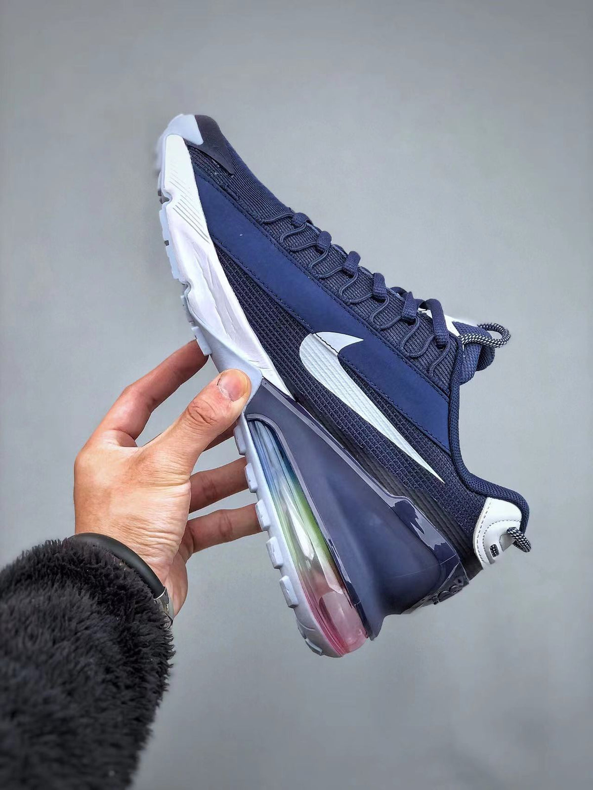 Nike Air Max 270 React Sneakers in Navy and White