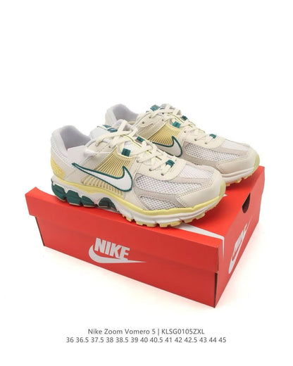 Nike Zoom Vomero 5 Sneakers, Light Grey and Yellow Green