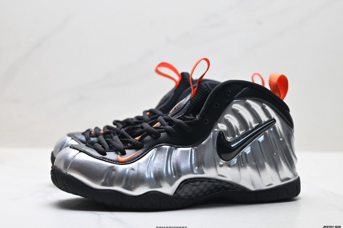 Nike Air Foamposite Max Sneakers Black Silver Orange