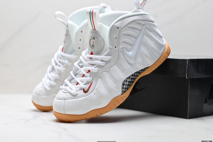 Nike Air Penny Foamposite Sneakers White and Gum