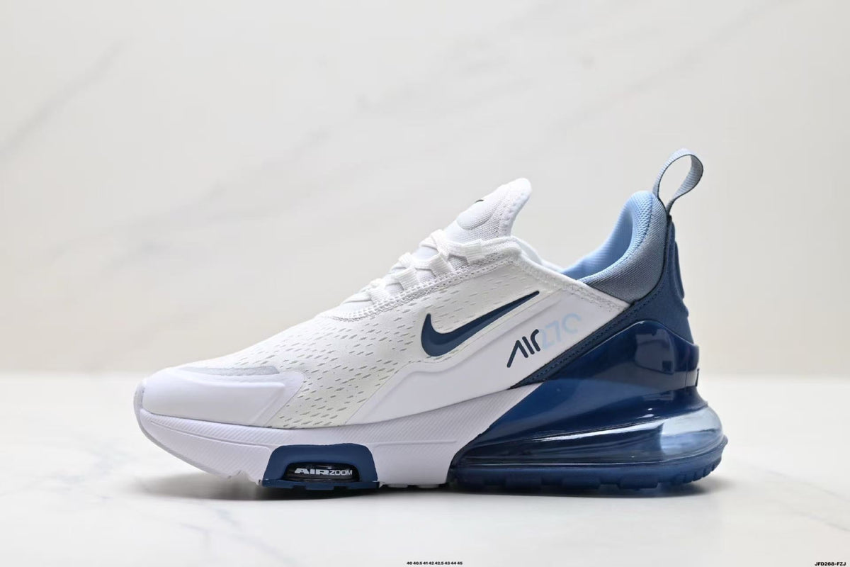 Nike Air Max 270 White and Deep Blue Sneakers