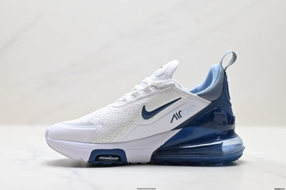 Nike Air Max 270 White and Deep Blue Sneakers
