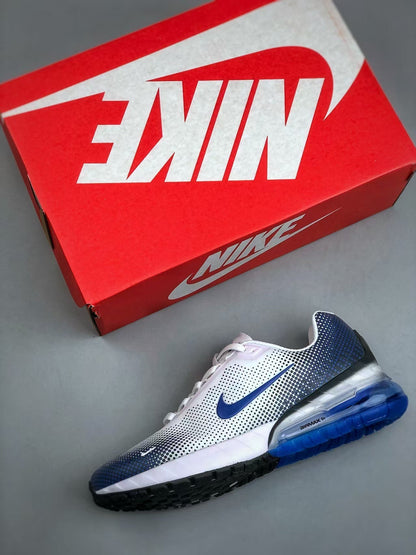 Nike Air Max White and Blue Running-Style Sneakers