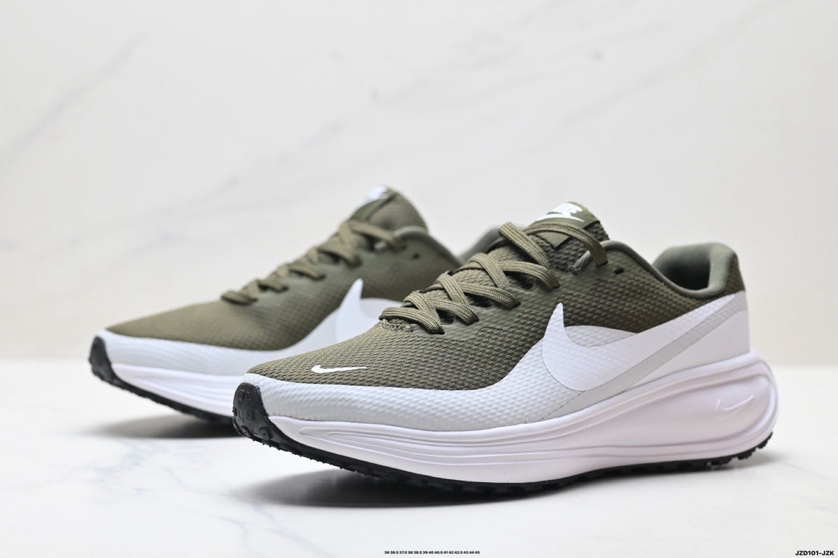 Nike Revolution 8 Olive Green and White Running Shoes