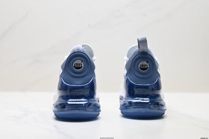 Nike Air Max 270 White and Deep Blue Sneakers
