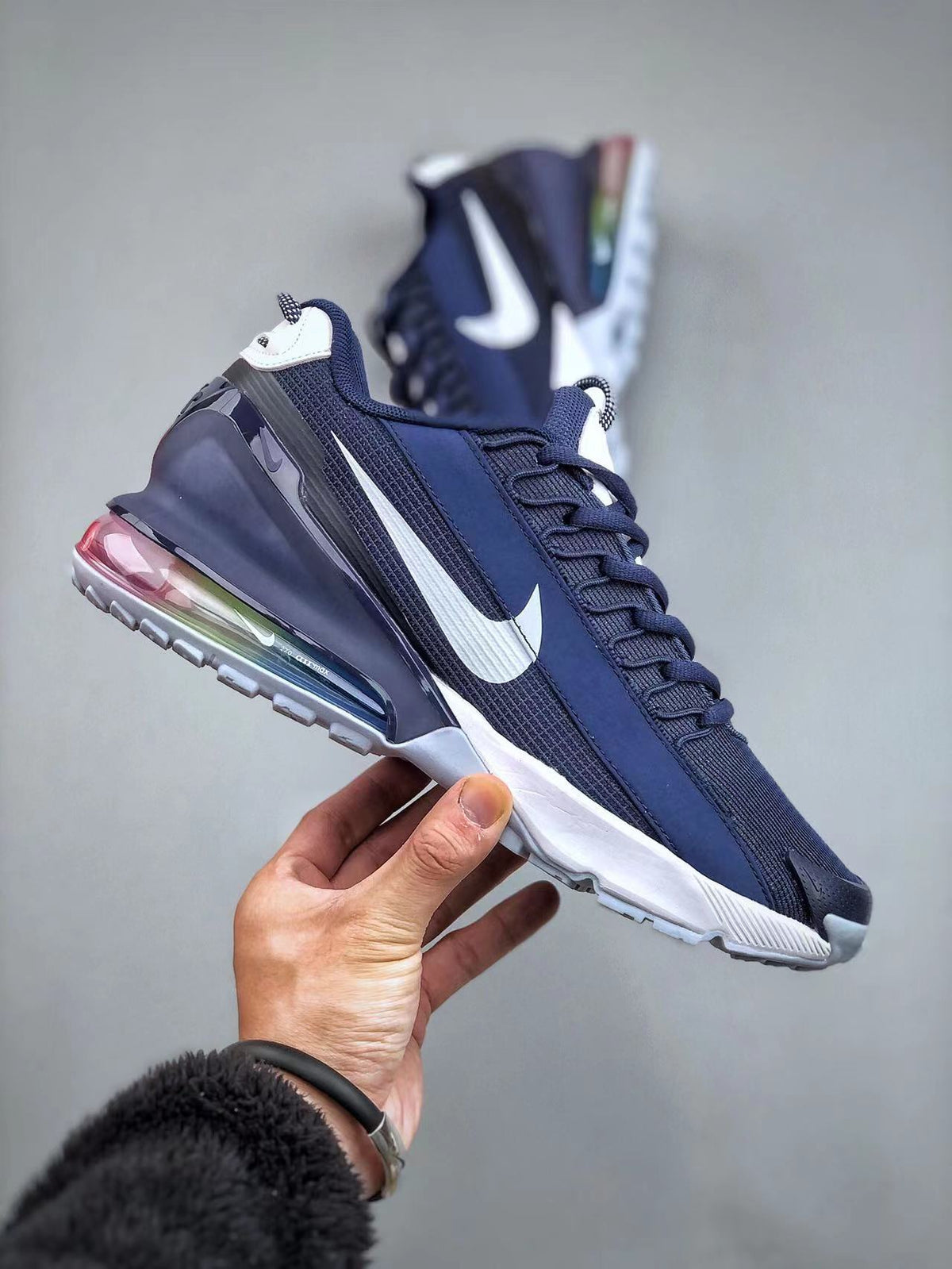 Nike Air Max 270 React Sneakers in Navy and White
