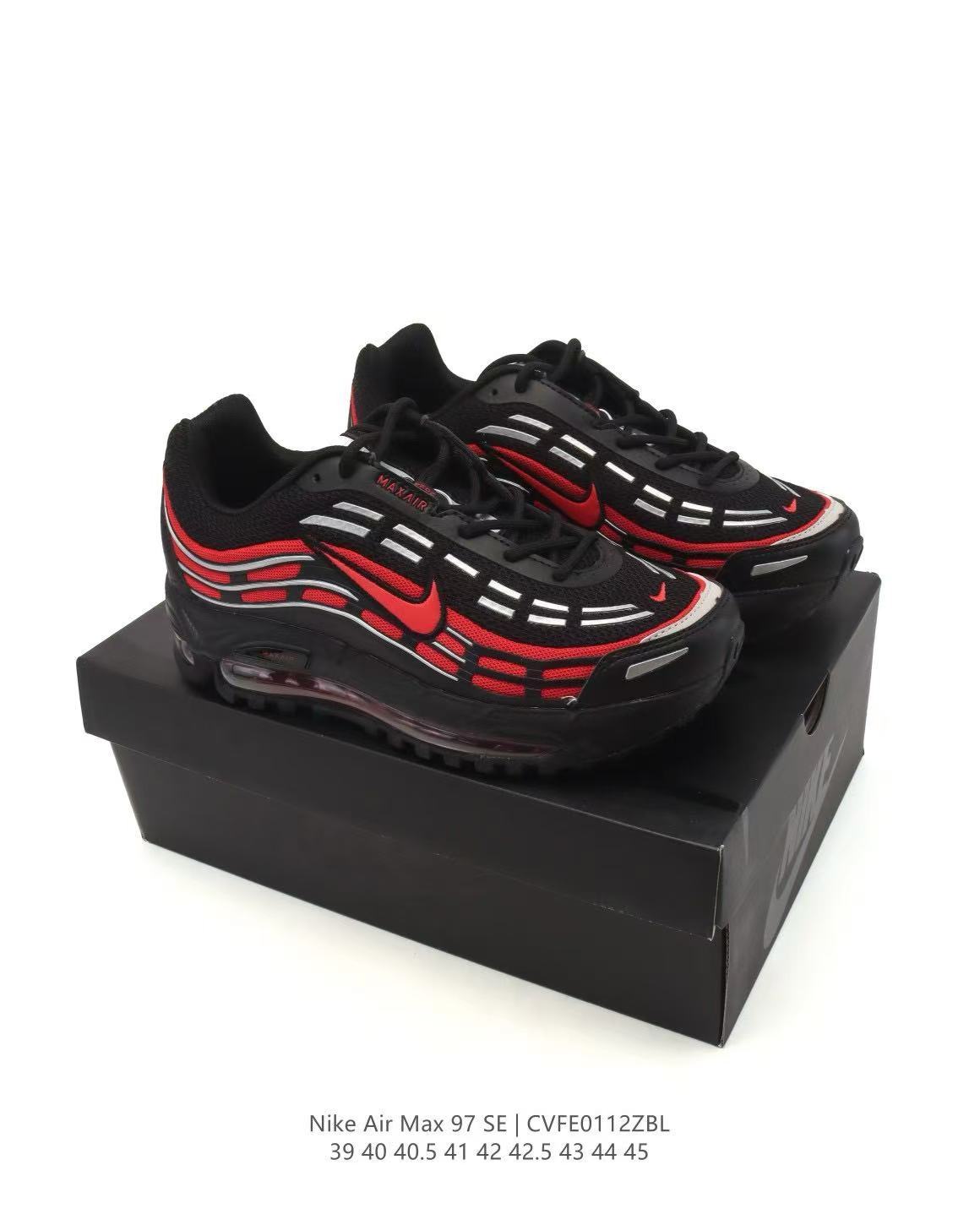 Nike Air Max 97 SE Black Red Sneakers CVFE0112ZBL
