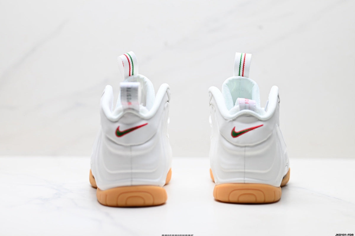 Nike Air Penny Foamposite Sneakers White and Gum