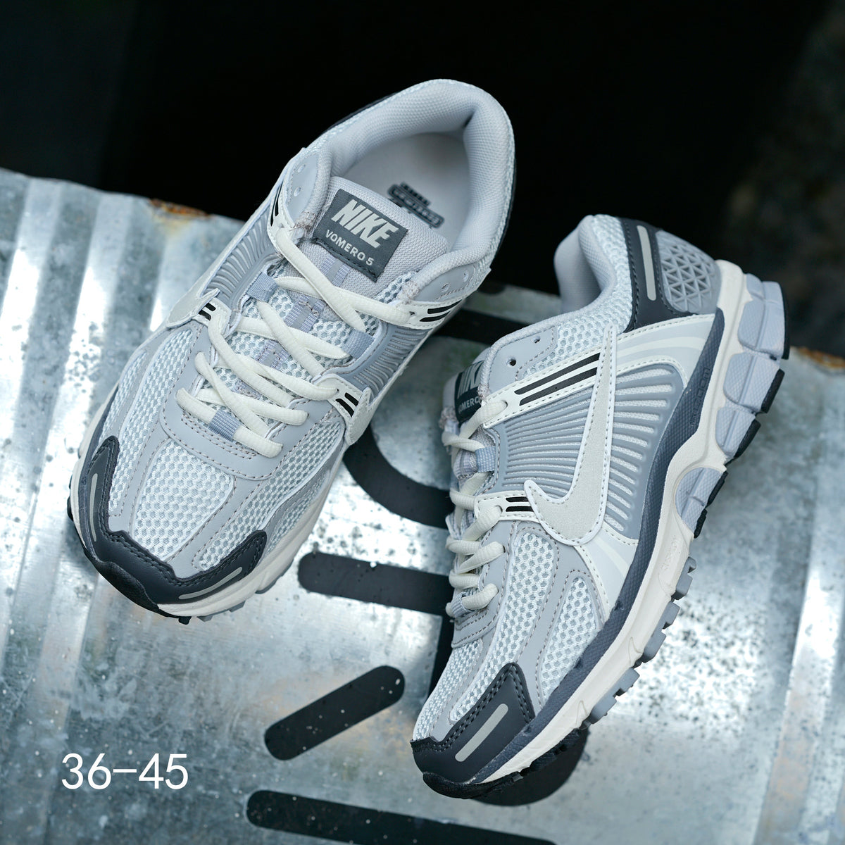 Nike Air Zoom Vomero 5 Sneakers in Light Gray and Navy