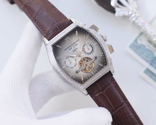 Vacheron Constantin Brown Silver Dial Strap Watch